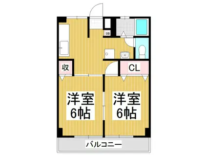 ブエナビスタ浅間(2DK/3階)の間取り写真