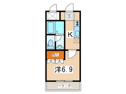 ベル・グラース(1K/2階)の間取り写真