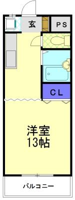 クォーレNAKAHARA(1K/2階)の間取り写真
