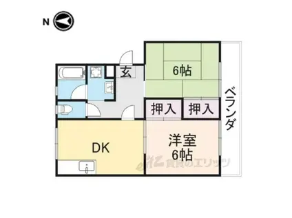 エミエール西大寺(2DK/2階)の間取り写真