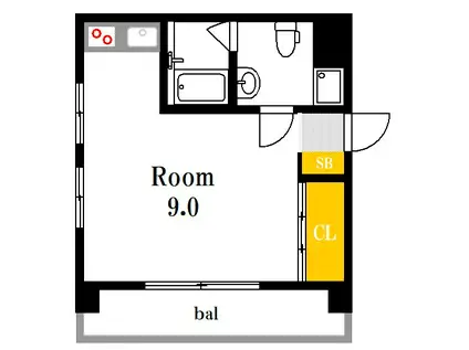 松岡ビル(ワンルーム/4階)の間取り写真