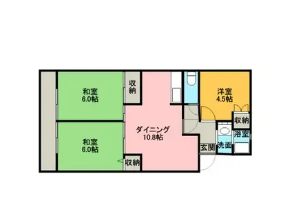 コンフォート鵠沼I(3DK/1階)の間取り写真