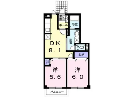 メゾンアウローラA棟(2DK/1階)の間取り写真