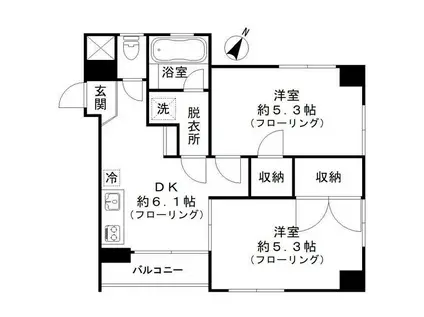 ティーフラット(2DK/2階)の間取り写真