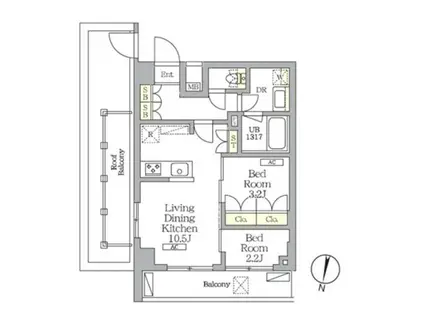 ノガタレジデンス(2LDK/5階)の間取り写真