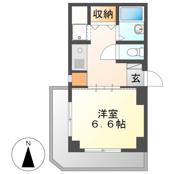 クレア高峯(1K/6階)の間取り写真