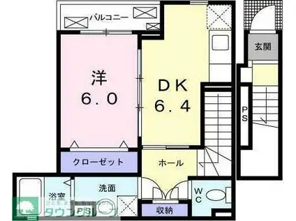 NOWヴィレッジ笹塚(1DK/2階)の間取り写真