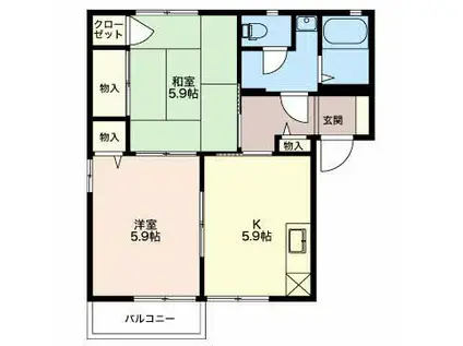 フォーレス砂田(1LDK/2階)の間取り写真