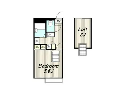 レオパレスヒルズ(1K/2階)の間取り写真