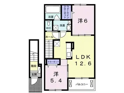 メゾンリヴィエールH(2LDK/2階)の間取り写真
