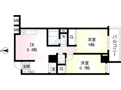 メゾン富士見ヶ丘(2DK/3階)の間取り写真