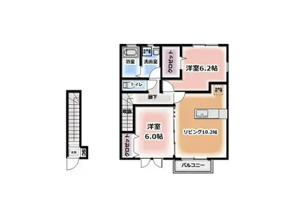 UWATTE HILLS C(2LDK/2階)の間取り写真