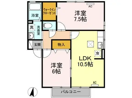 ポルトベール(2LDK/1階)の間取り写真