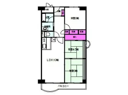 ハイム関目(3LDK/6階)の間取り写真