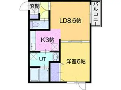 チェリーハウスII(1LDK/3階)の間取り写真