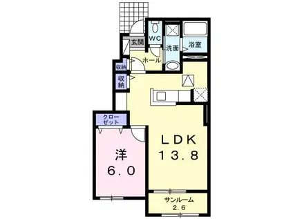 ヴィレッタウーノ(1LDK/1階)の間取り写真