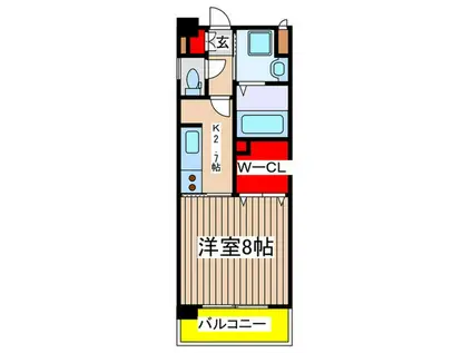 アルベ-ル向ヶ丘(1K/2階)の間取り写真