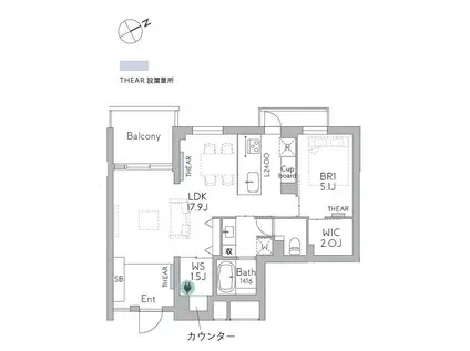 THE GRANDUO FUTAKOTAMAGAWA(1SLDK/4階)の間取り写真