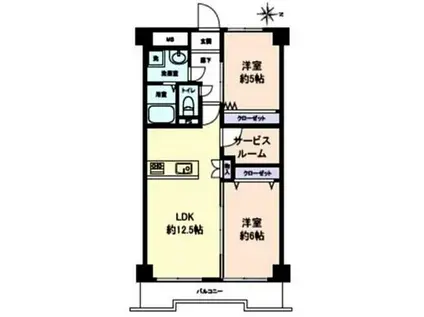 グランドシティ大宮ウエストタワー(2SLDK/1階)の間取り写真