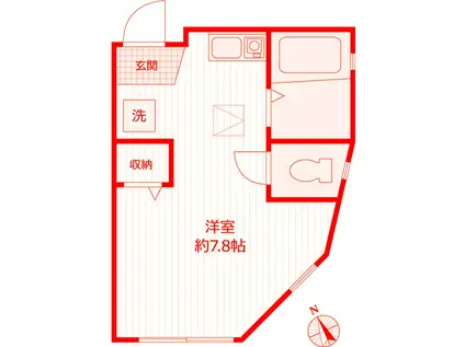 G・Aヒルズ三ツ沢下町(ワンルーム/1階)の間取り写真