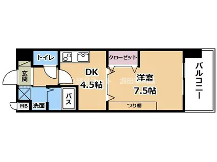 ヴェルジュ南草津II(1DK/5階)の間取り写真