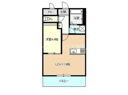 ソレイユ・ルヴァン宇都(1LDK/4階)の間取り写真