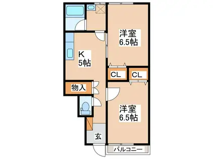 サンビレッジ保元(2K/1階)の間取り写真