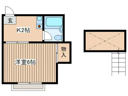 ハイツウイスタリアA(1K/2階)の間取り写真