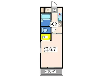 ヒルサイドハウス(1K/2階)の間取り写真