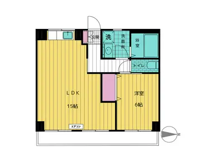 コーポラスグリーンシティ(1LDK/2階)の間取り写真
