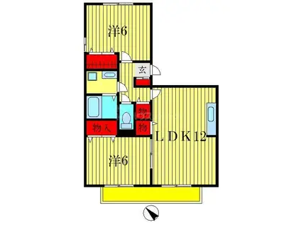 アルシオネ壱番館(2LDK/3階)の間取り写真