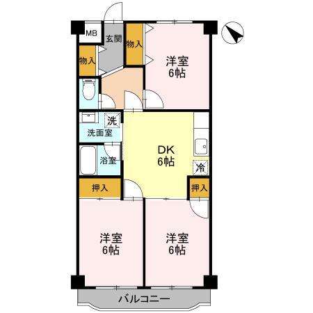 パークシティ 住居(3DK/4階)の間取り写真