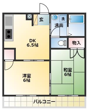 一万城マンション(2DK/2階)の間取り写真