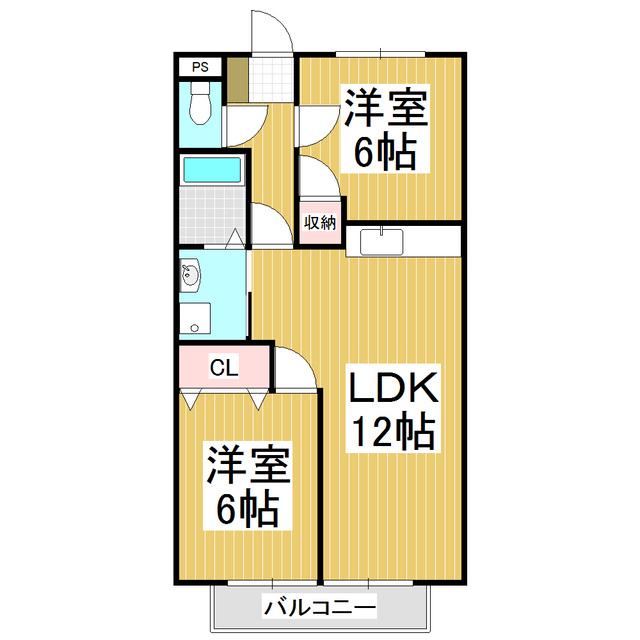 SURPLUS THREEハイツ緑ケ丘(2LDK/2階)の間取り写真