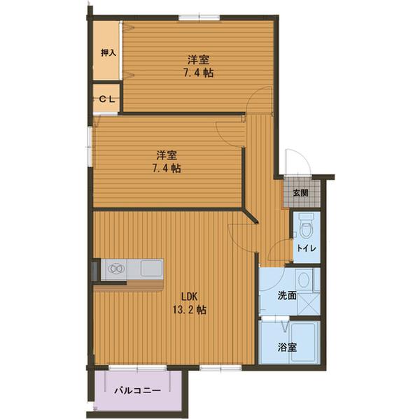 エル・デュー(2LDK/1階)の間取り写真