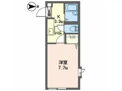 サンフラワー八幡(1K/1階)の間取り写真