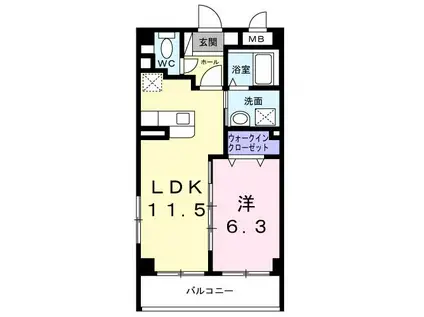 フェアガーデン(1LDK/4階)の間取り写真