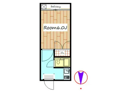 アーバンコート高崎(1K/2階)の間取り写真