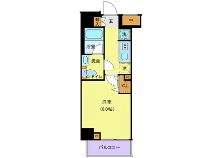 KNOTS新丸子(1K/4階)の間取り写真