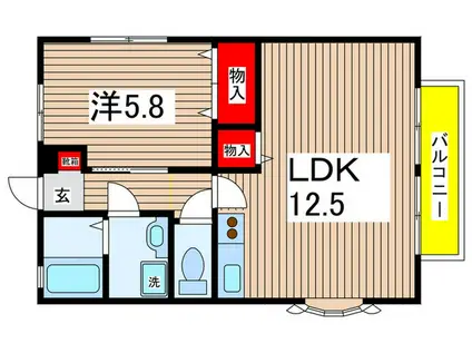 イデアーレ(1LDK/1階)の間取り写真