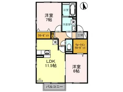 アミターバー A201(2LDK/2階)の間取り写真
