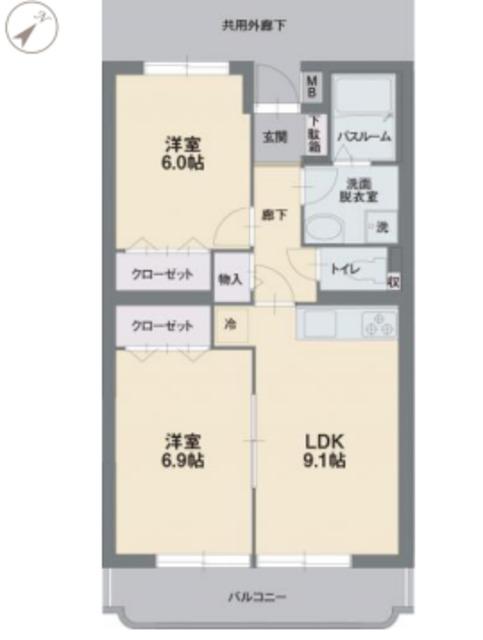 サンモリッツ(2LDK/2階)の間取り写真