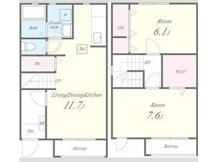 ヴィラージュ刀根山II(2LDK/1階)の間取り写真