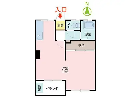 境マンション(ワンルーム/2階)の間取り写真