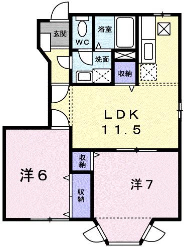 ピュールロジュマン(2LDK/1階)の間取り写真