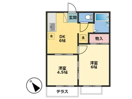 ひまわりガーデン千葉(2DK/1階)の間取り写真