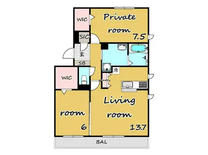 PENNY LANE(2LDK/1階)の間取り写真