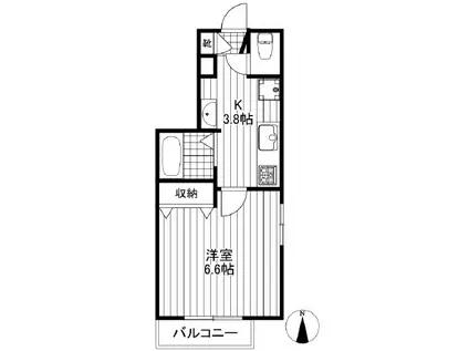 メゾン・ド・ピアレス(1K/2階)の間取り写真