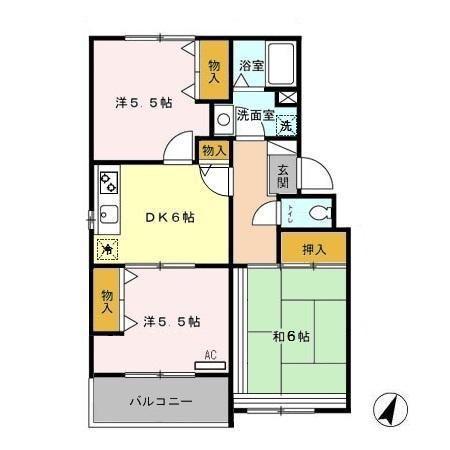 グリーンパークマルオカ(3DK/3階)の間取り写真