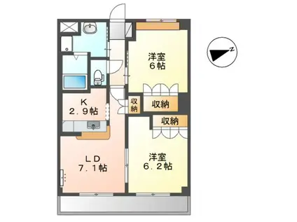 リヴィエール(2LDK/2階)の間取り写真